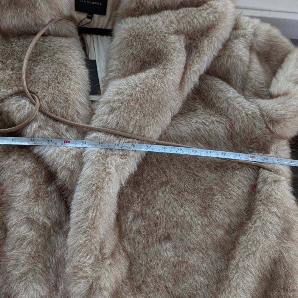 NWT JLuxLabel Ivory/Brown Soft Season Faux Fur Coat, size L/XL - Picture 6 of 8
